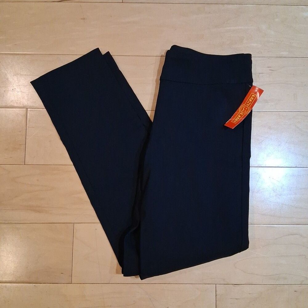 NWT Krazy Larry Pants Womens Size 6 Black Stretch Trouser Pull On Made In USA
